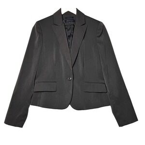 Anne Klein Womens‎ Size 6 Dark Gray Stretch Blazer Career Jacket Workwear Lined
